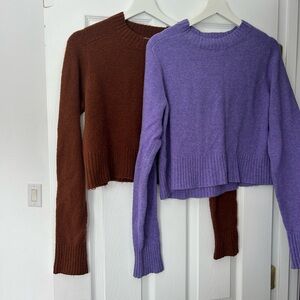 Universal Thread Rich Brown and Vibrant Purple Sweater Set